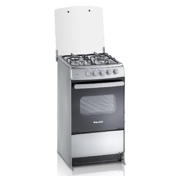 COCINA A GAS 20" - 4 QUEMADORES, TABLERO DE ACERO INOXIDABLE, ACABADO GRIS