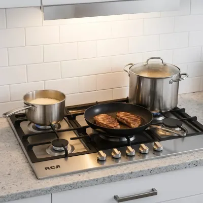 Encimera a Gas RCA de 90cm | 5 Quemadores en Acero Inoxidable para una Cocina Moderna y Eficiente Encimera a Gas RCA de 90cm | 5 Quemadores en Acero Inoxidable para una Cocina Moderna y Eficiente
