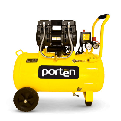 COMPRESOR DE AIRE SILENCIOSO PORTEN 1.6HP 50L 120V SIN ACEITE
