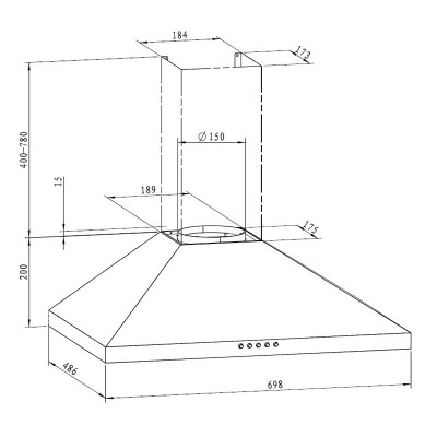 CAMPANA EXTRACTORA DECORATIVA MASTERMAID 70CM ACERO INOXIDABLE PARA PARED