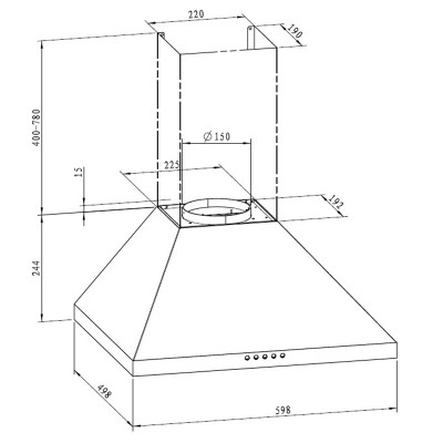 CAMPANA EXTRACTORA DECORATIVA MASTERMAID NEGRA 60CM PARA PARED