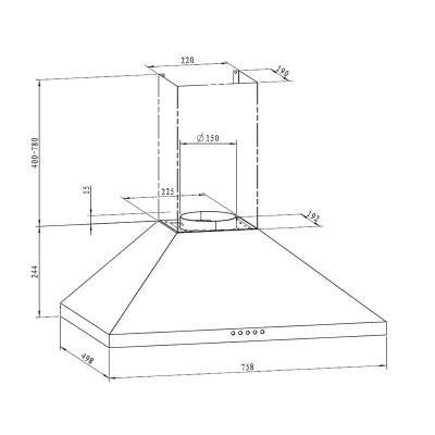 CAMPANA EXTRACTORA DECORATIVA MASTERMAID NEGRA 76CM PARA PARED