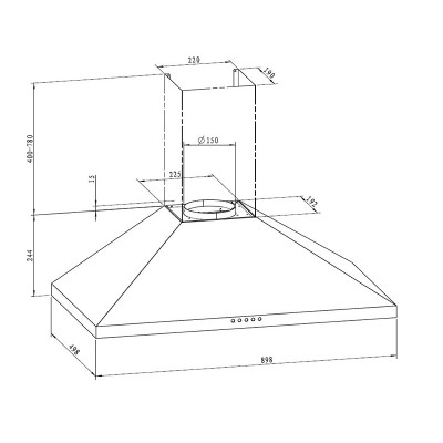 CAMPANA EXTRACTORA DECORATIVA MASTERMAID NEGRA 90CM PARA PARED