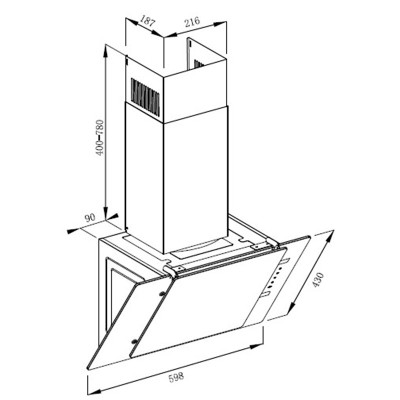 CAMPANA EXTRACTORA FLAT TOUCH 60CM MASTERMAID VIDRIO NEGRO PARA COCINA