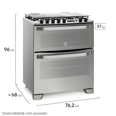 COCINA 76CM DOBLE HORNO A GAS 5 QUEMADORES TRIPLE LLAMA 76DXR — COCINA FAMILIAR DE GRAN CAPACIDAD