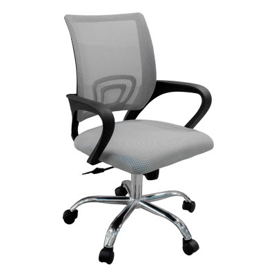 SILLA DE OFICINA MALLA GRIS CON BRAZOS ERGONÓMICA