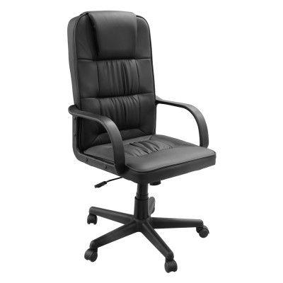 SILLA DE OFICINA CUERO NEGRA RESPALDO ALTO ERGONÓMICA