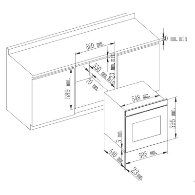 HORNO EMPOTRABLE ELÉCTRICO MASTERMAID 90L 8 FUNCIONES CON CONVECCIÓN