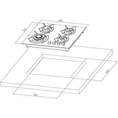 Cocina Ziente Mastermaid 60x50 cm Acero Inoxidable 4 Quemadores | Alcostec