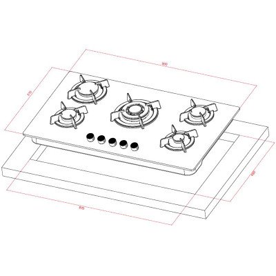 Cocina Ziente Mastermaid 90x50 cm Acero Inoxidable 5 Quemadores | Alcostec