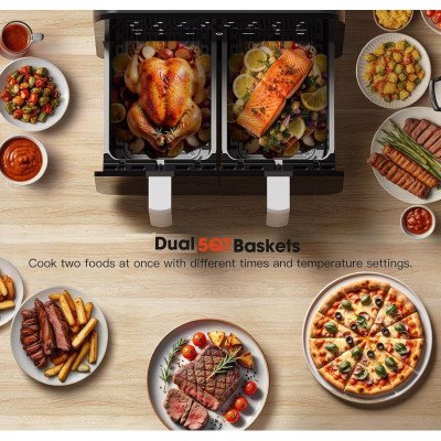 AIR FRYER DOBLE DIGITAL MASTERMAID 10 LITROS NEGRA — FREIDORA DE AIRE