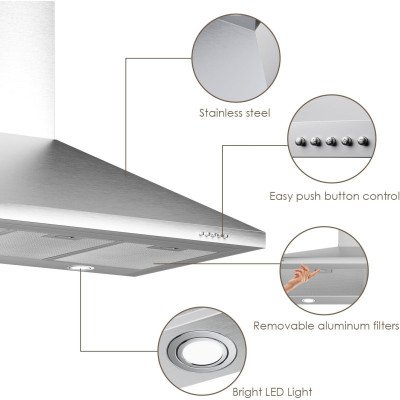 CAMPANA EXTRACTORA DECORATIVA MASTERMAID 60CM ACERO INOXIDABLE PARA PARED