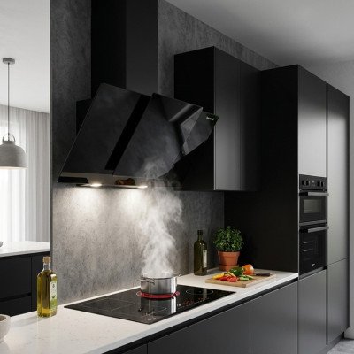 CAMPANA EXTRACTORA FLAT TOUCH NEGRA 90CM MASTERMAID DECORATIVA PARA COCINA