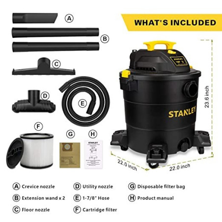ASPIRADORA STANLEY SECO/HÚMEDO 12 GALONES - SL18199P 5.5HP